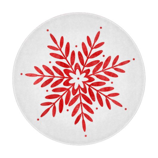 Red Watercolor Snowflake Schneidebrett (Vorderseite)