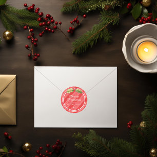 Red Watercolor Streifen Weihnachtsgeschenke Sticke Runder Aufkleber