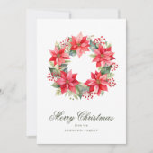 Red Watercolor Style Poinsettia Wreath Weihnachten (Vorderseite)