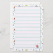 Red Watercolor Teapot Blue Linde Briefpapier (Vorne/Hinten)