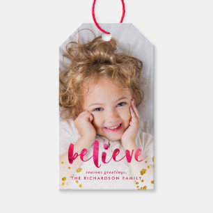 Red Watercolor und Gold glauben FOTO Geschenkanhänger