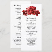 Red Watercolor Vintage Rose Hochzeitsprogramm Rack Programm (Vorne/Hinten)