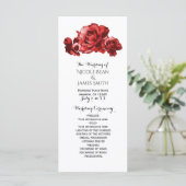 Red Watercolor Vintage Rose Hochzeitsprogramm Rack Programm (Stehend Vorderseite)