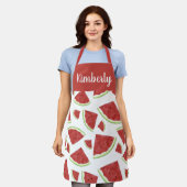 Red watercolor watermelon custom name schürze (Getragen)