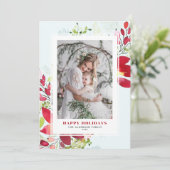 Red Watercolor Weihnachten Blume Foto (Stehend Vorderseite)