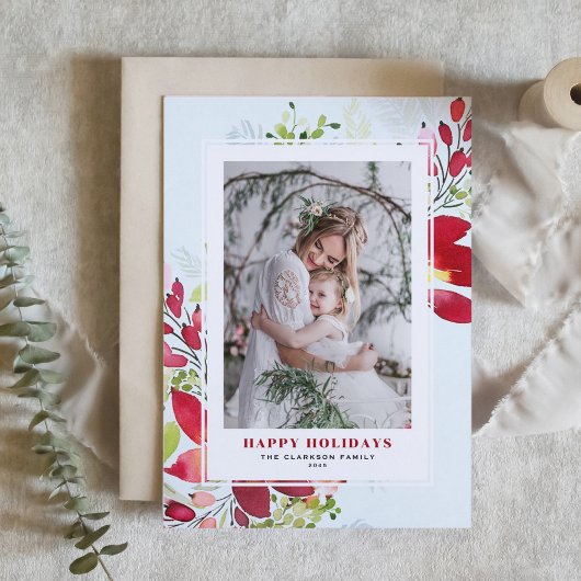 Red Watercolor Weihnachten Blume Foto