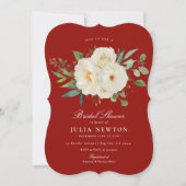 Red Watercolor Weihnachten Brautparty Einladung (Vorderseite)