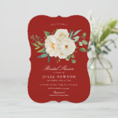 Red Watercolor Weihnachten Brautparty Einladung (Stehend Vorderseite)