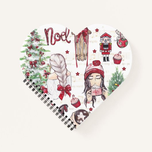 Red Watercolor Weihnachtselemente Notizblock (Vorderseite)