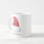 Red Watercolor Weihnachtsmannmütze Personalisiert Kaffeetasse (Vorderseite Links)