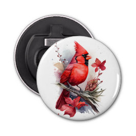 Red Watercolor Winter Kardinal Flaschenöffner