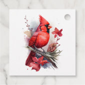 Red Watercolor Winter Kardinal Geschenkanhänger (Rückseite)