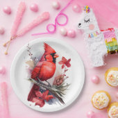 Red Watercolor Winter Kardinal Pappteller (Party)