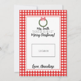 Red Watercolor Wreath Teacher Weihnachtsgeschenkka Dankeskarte