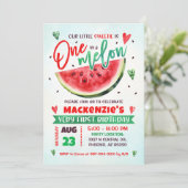 Red Watermelon First Birthday Party Einladung (Stehend Vorderseite)