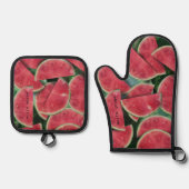 Red Watermelon Fruit Slice Ofenhandschuh & Topflappen-Set (Vorderseite)