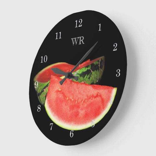 Red Watermelon Große Wanduhr (Winkel)
