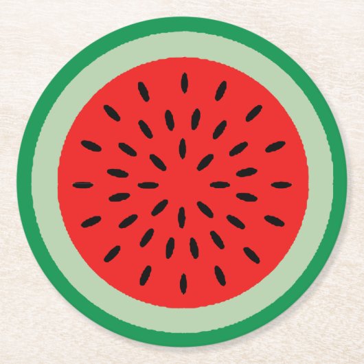 Red Watermelon Slice Black Seeds Summer Party Runder Pappuntersetzer (Vorderseite)