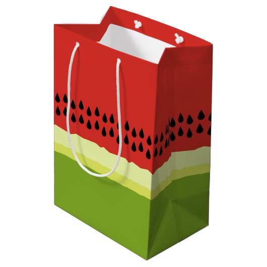 Red Watermelon Slice Geschenkbeutel Mittlere Geschenktüte (Rückseite Schrägansicht)