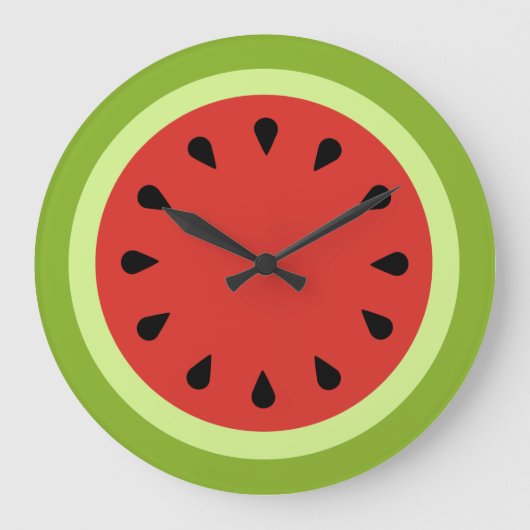 Red Watermelon Slice Wall Clock Große Wanduhr (Vorderseite)