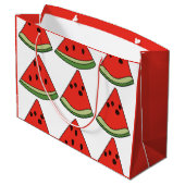 Red Watermelon Slices  Große Geschenktüte (Rückseite Schrägansicht)