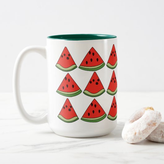 Red Watermelon Slices  Zweifarbige Tasse (Mit Donut)
