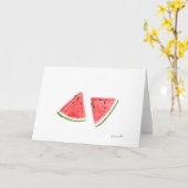 Red Watermelons Frucht Aquarellfutter Sommer Karte (Gelbe Blume)