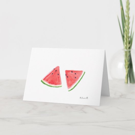 Red Watermelons Frucht Aquarellfutter Sommer Karte (Vorderseite)
