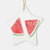 Red Watermelons Frucht Aquarellspeisen vegan Keramikornament (Links)