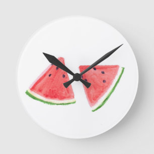 Red Watermelons fruit painting Runde Wanduhr