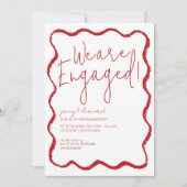 Red Wave Border Scallop Edge Engagement Party Einladung (Vorderseite)