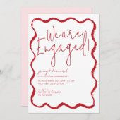 Red Wave Border Scallop Edge Engagement Party Einladung (Vorne/Hinten)