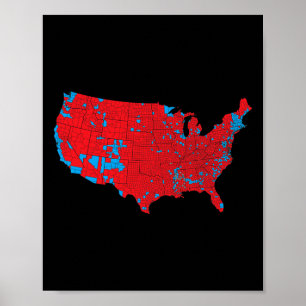 Red Wave Map der USA bei den Präsidentschaftswahle Poster