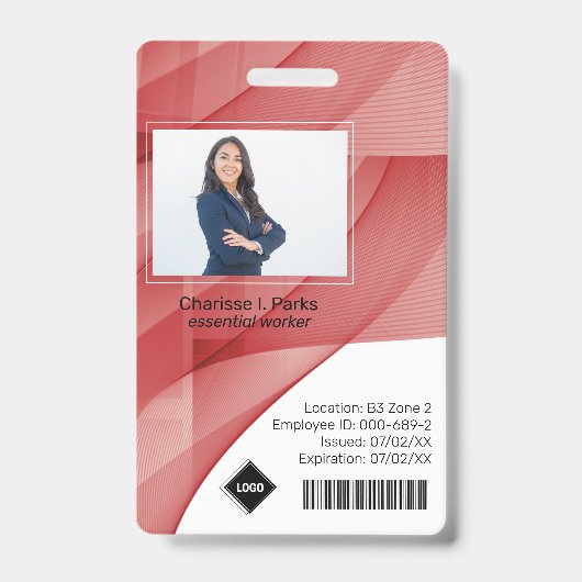 Red Wave | Mitarbeiter Foto ID Company Security Ausweis (Vorderseite)