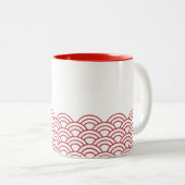 Red Waves "Seigaiha" WAGARA Zweifarbige Tasse (VorderseiteRechts)