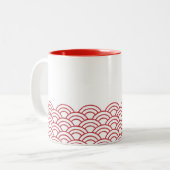 Red Waves "Seigaiha" WAGARA Zweifarbige Tasse (Vorderseite Links)