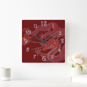 Red Wax Dragon Quadratische Wanduhr (Zuhause)