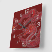 Red Wax Dragon Quadratische Wanduhr (Winkel)
