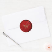 Red Wax Monogram Wedding Initials Runder Aufkleber (Umschlag)