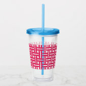 Red Weave Cold Drinks Tumbler mit Stroh Acryltrinkbecher (Rechts)