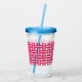 Red Weave Cold Drinks Tumbler mit Stroh Acryltrinkbecher (Rückseite)