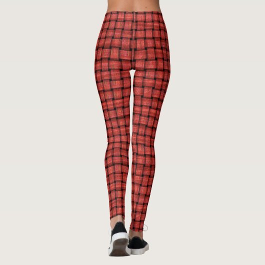 Red Weave Muster für benutzerdefinierte Leggings (Rückseite)