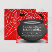 Red Web & Black Kettle - Halloween-Party Einladung (Vorne/Hinten)