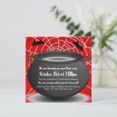 Red Web & Black Kettle - Halloween-Party Einladung (Stehend Vorderseite)