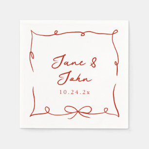 Red Wedding Cocktail Napkins mit Red Bow Detail Serviette