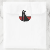 Red Wedding Couple Siegel Runder Aufkleber (Tasche)
