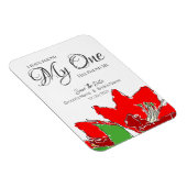 Red Wedding Floral Save the Date Magnet (Rechte Seite)
