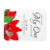 Red Wedding Floral Save the Date Magnet (Horizontal)