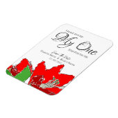 Red Wedding Floral Save the Date Magnet (Linke Seite)