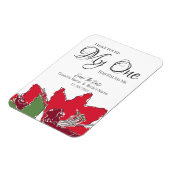 Red Wedding Floral Save the Date Magnet (Linke Seite)